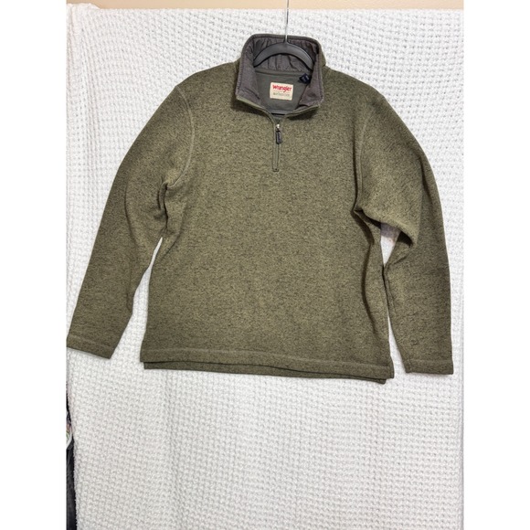 Wrangler Other - Wrangler Quarter Zip Pullover Sweater Mens Medium Olive‎ Green